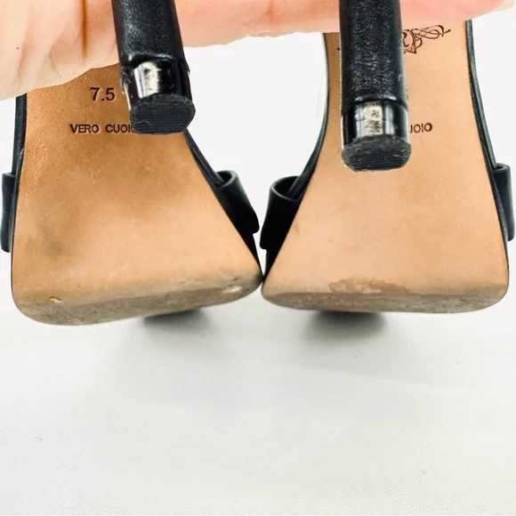 Rachel Roy DALYCE Black Leather Studded Platform Heel Ankle Strap Sandal 7.5